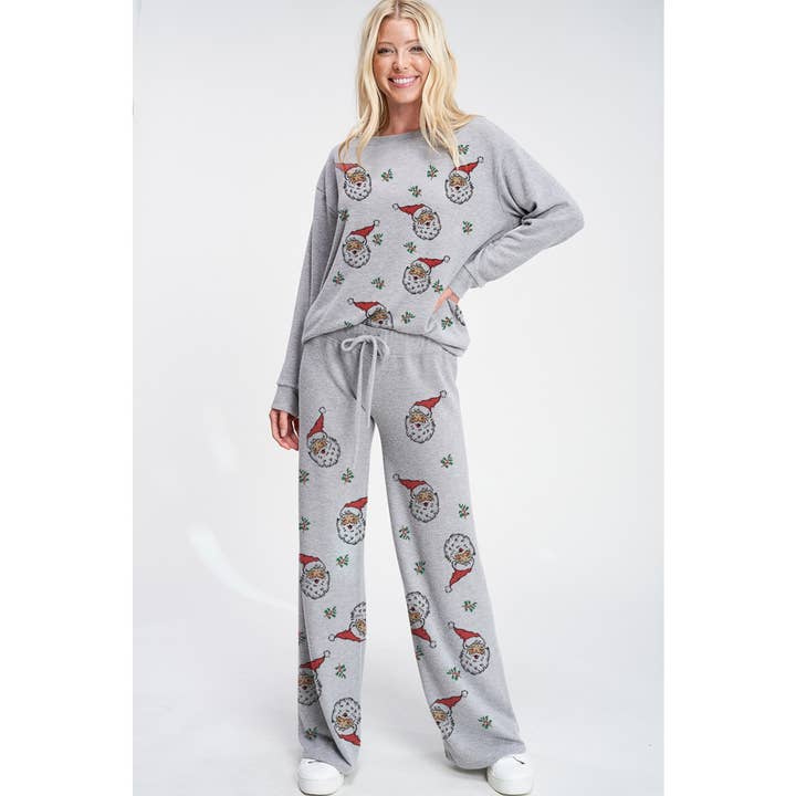 Phil Love - Wholesale Lounge Set - Women's - Santa all over print soft lounge wear set10