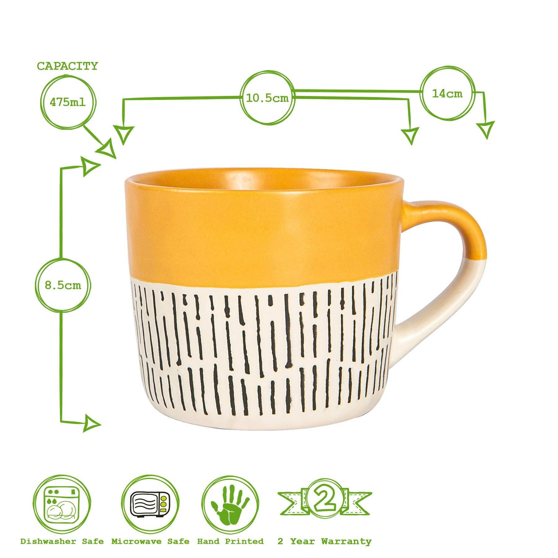 Rinkit Ltd – wholesale Coffee mug – Nicola Spring Ceramic Dipped Dash Coffee Mug 385ml Mustard4