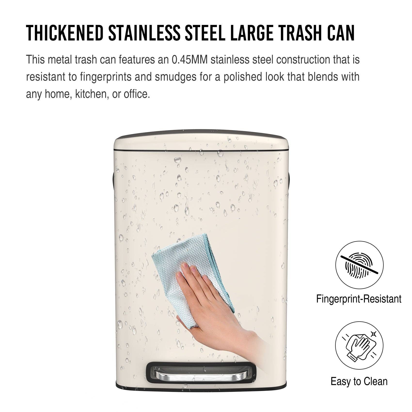 39F Inc. - Wholesale Trashcan/Trash Bin - 13 Gallon White Steel Kitchen Trash Can - Foot Pedal15