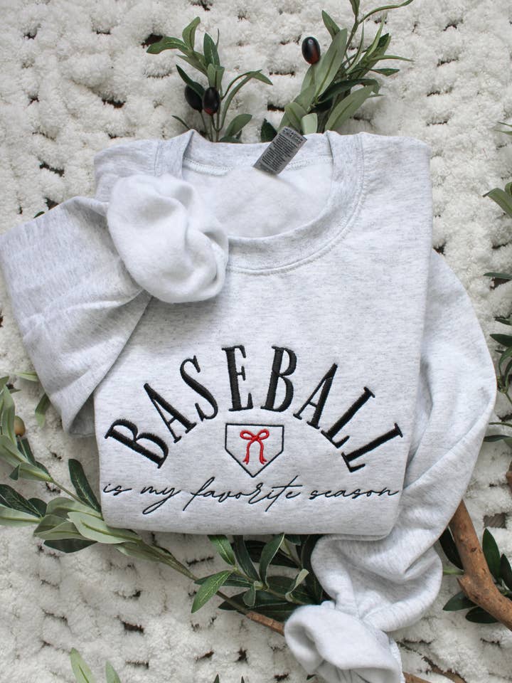 The Southern Post - Wholesale Sweatshirt - Women's - Baseball is My Favorite Season Sweatshirt -- Embroidered0