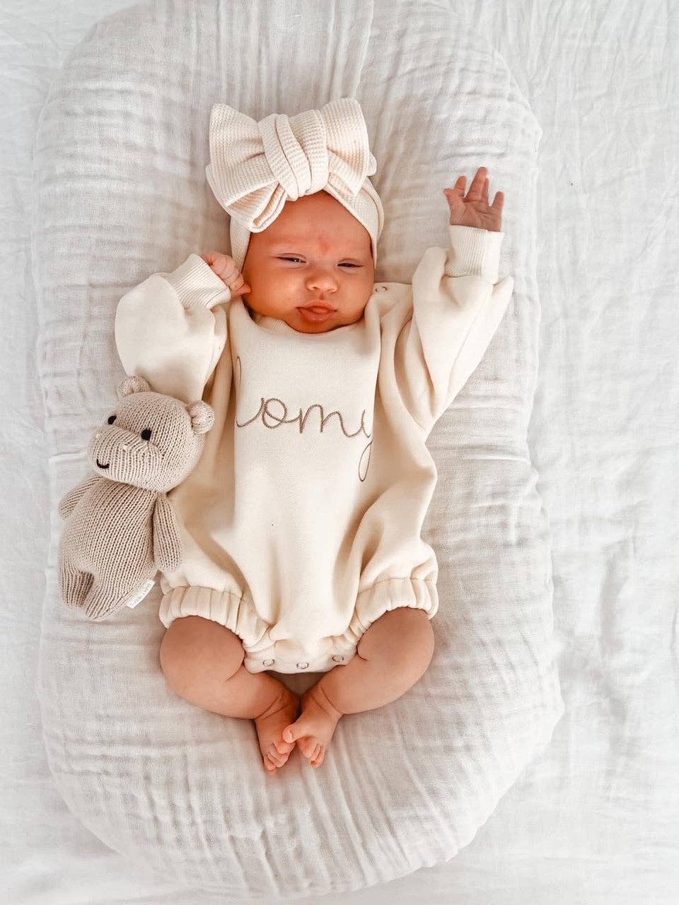 Petite + Co - Vente Barboteuse – bébé - Barboteuse ample BUBBLE - couleur beurre2