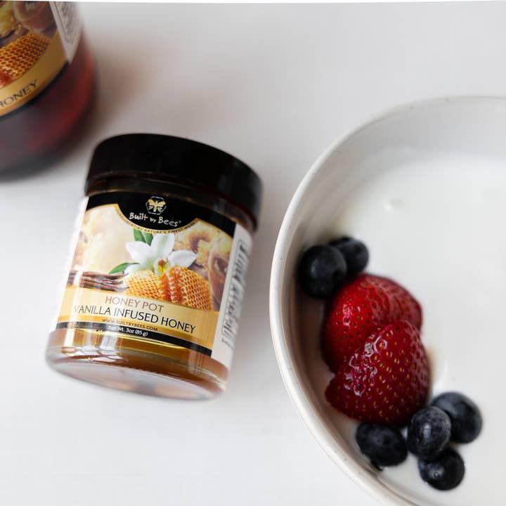 Built by Bees - Wholesale Honey - Honey Pot Vanilla Infused Honey 3 oz1