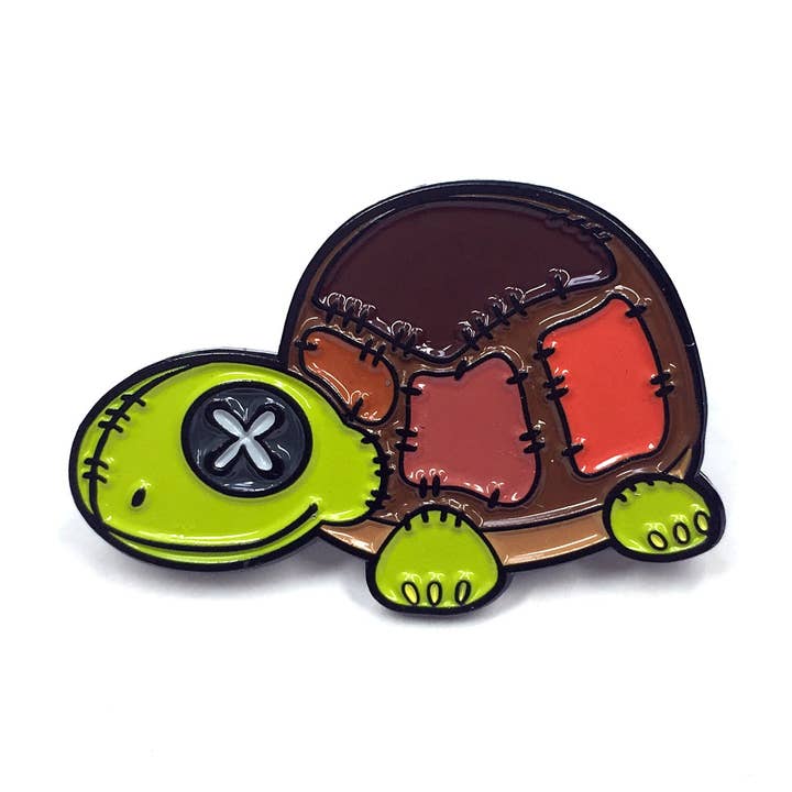 Pin esmaltado de peluche de tortuga de patchwork para venta al por mayor de Kolorspun Pins