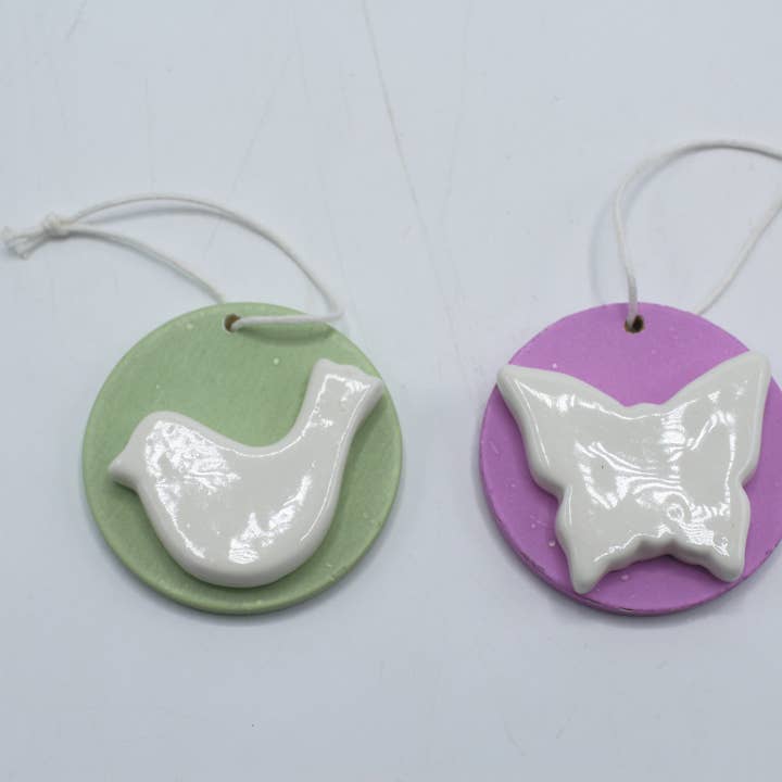 Pack of 8 Bird/Butterfly/Flower Decor 5.5 cm for wholesale by Fioretto Renato S.r.l.