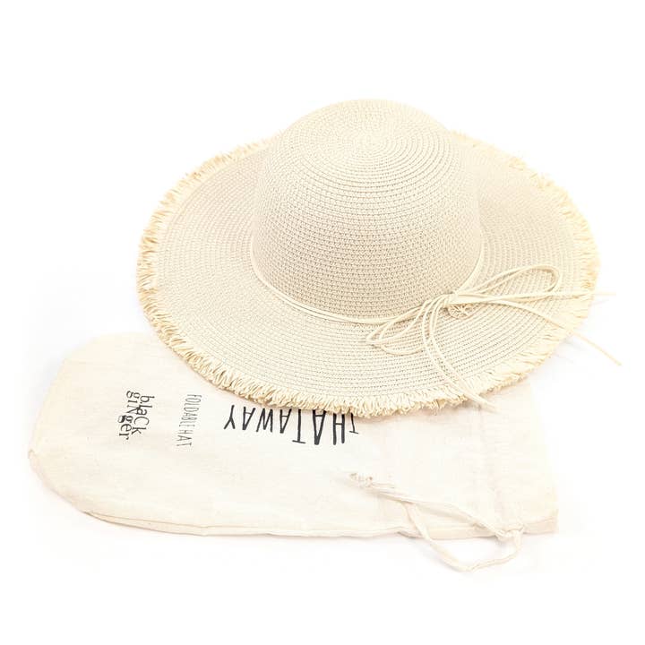 Black Ginger - Wholesale Straw Hat - Women's - Tree of Life Wide Brim Foldable Hat (57cm) - Natural3