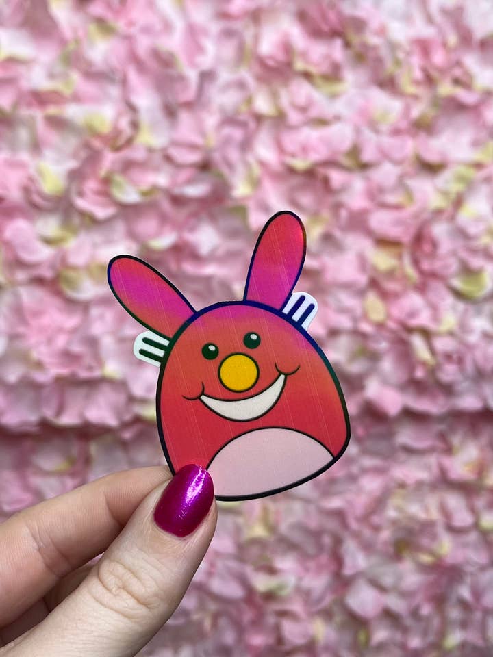 Pegatinas holográficas Happy Bunny Squish hechas a mano para venta al por mayor de 13resinswhy