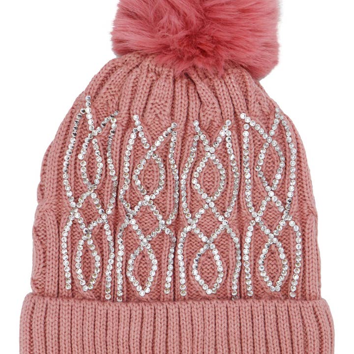 ASSORTED Coil Bling Chunky Knitted Fleece Lined Beanie for wholesale on Faire10