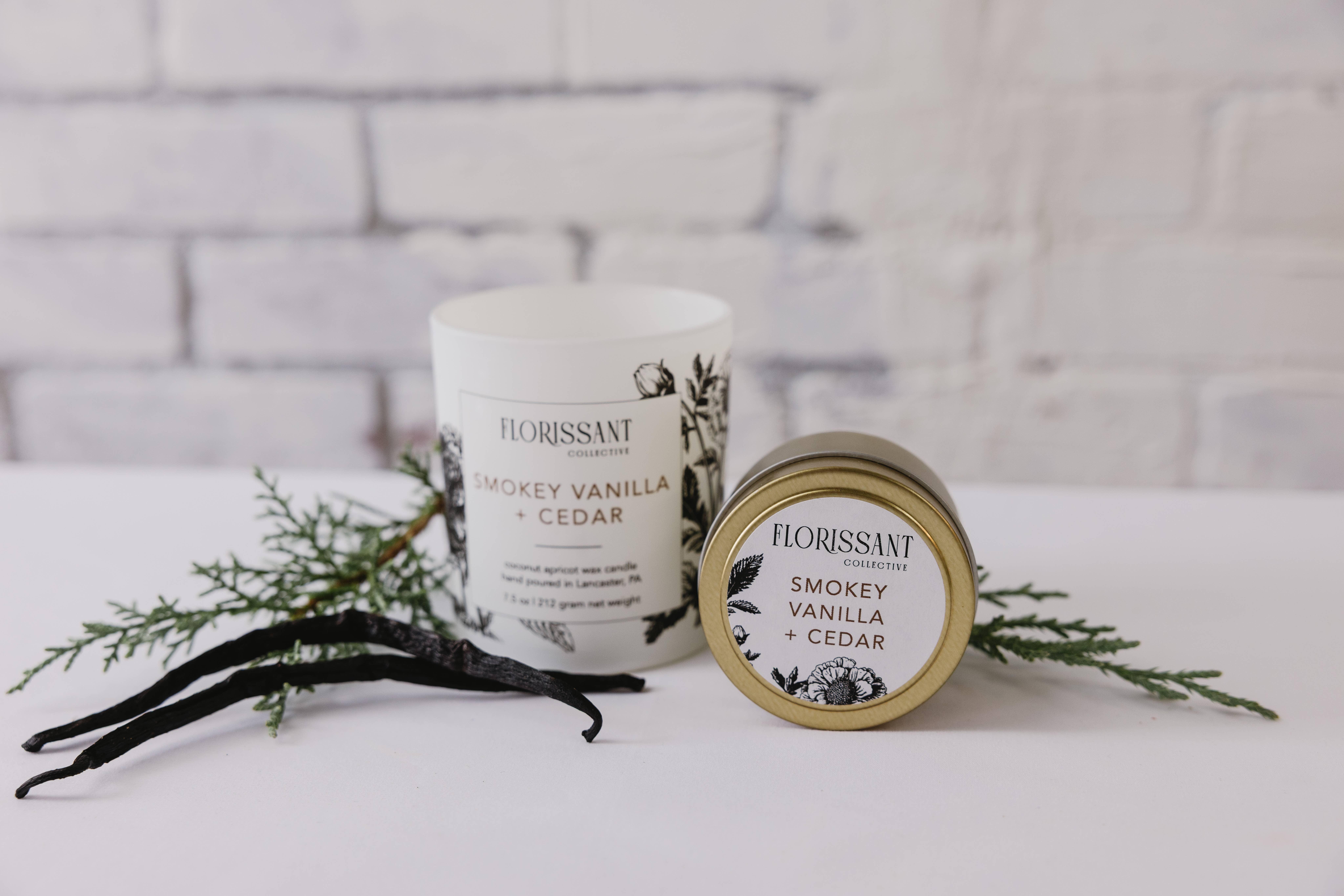 Florissant Collective - Wholesale Jar/Filled Candle - Smokey Vanilla + Cedar Candle Tin2