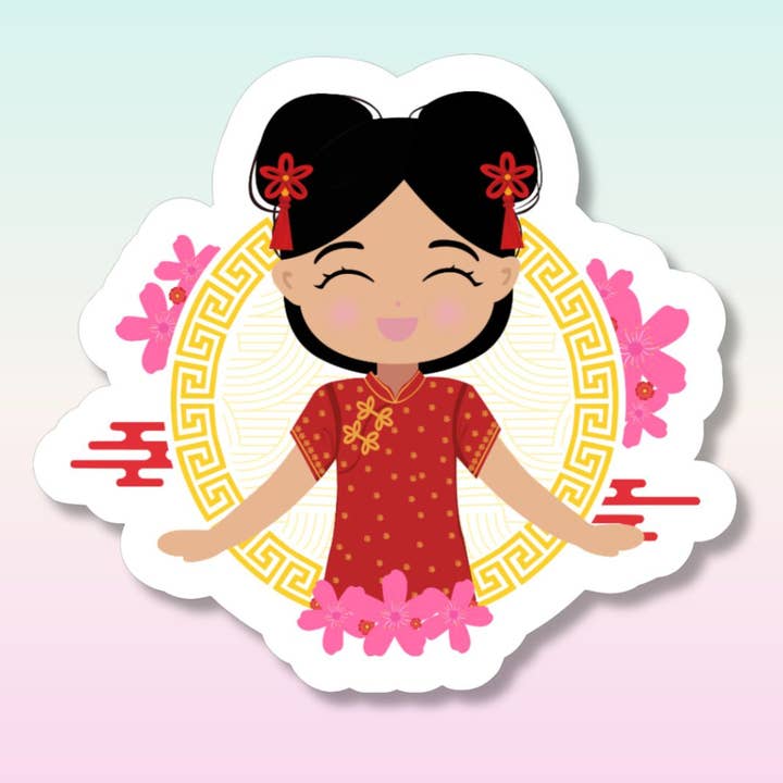 Chinese Cultural Pride Celebration Die Cut Vinyl Sticker for wholesale by Joeydolls