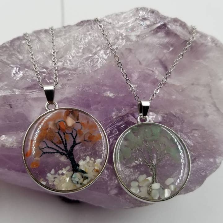 Tree of Life Natural Stone Pendant Necklace for wholesale by magnolia jewelry