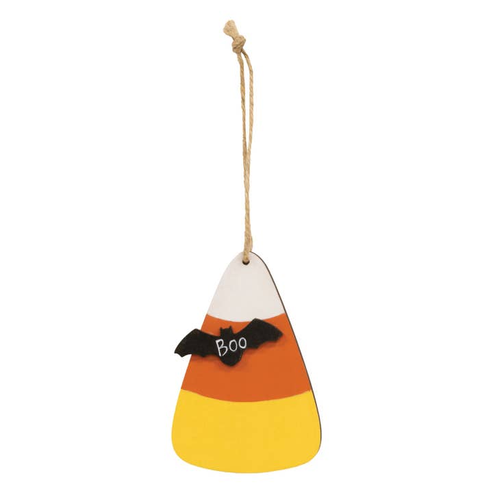 Candy Corn With Boo Bat ORnament for wholesale by The Hearthside Collection