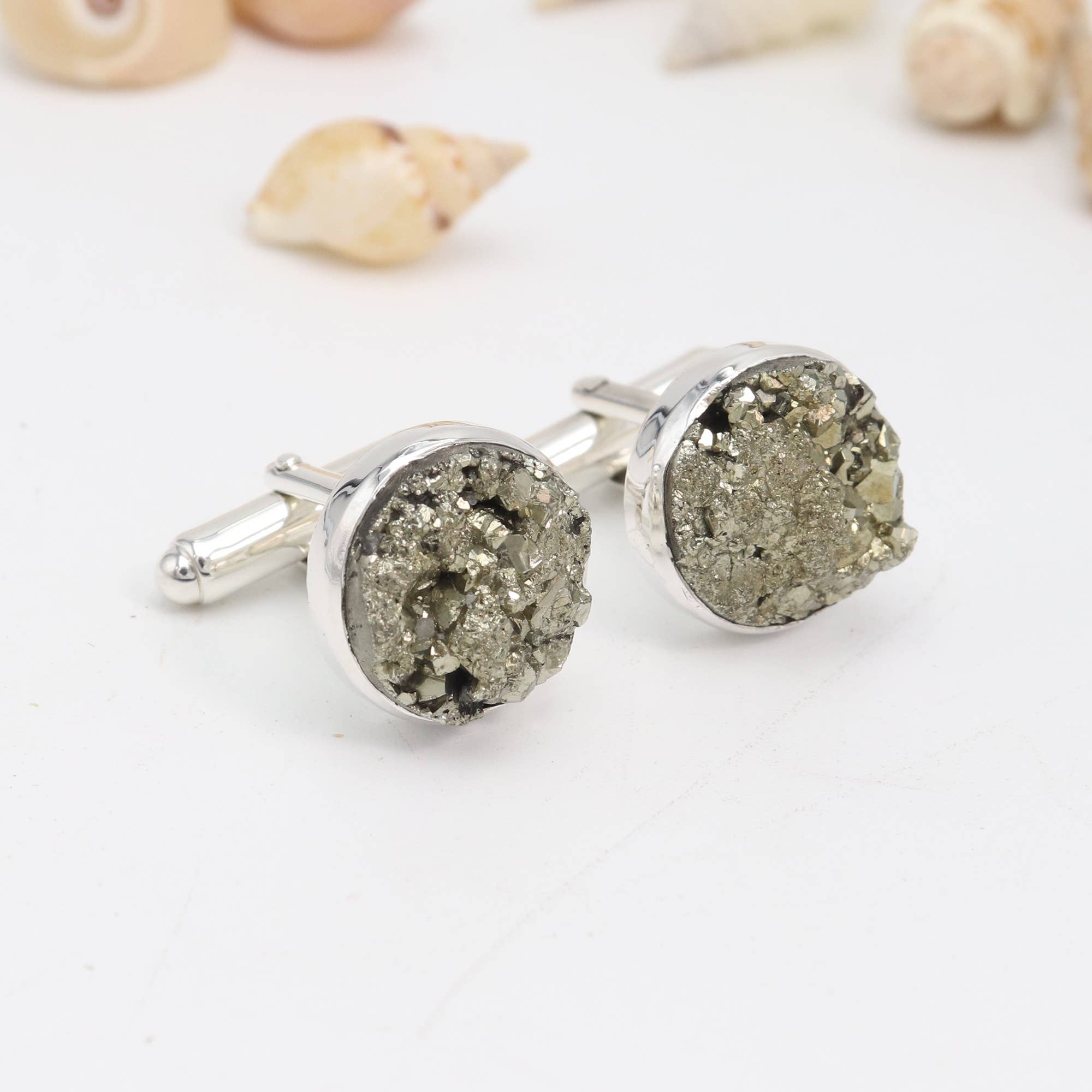 Jay Jools - Wholesale Cufflinks - Raw Pyrite Cufflinks: 925 Sterling Silver Handmade Jewelry4