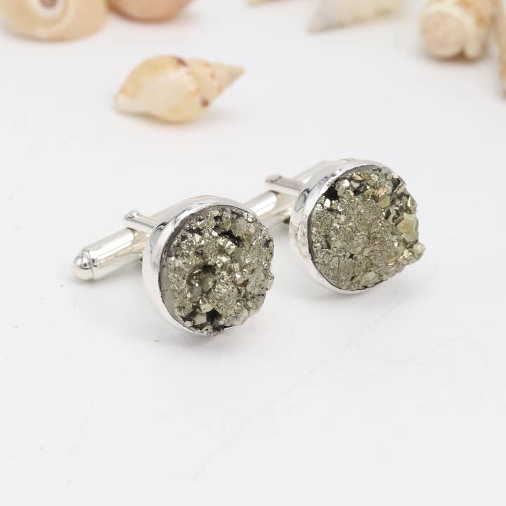 Jay Jools - Wholesale Cufflinks - Raw Pyrite Cufflinks: 925 Sterling Silver Handmade Jewelry4