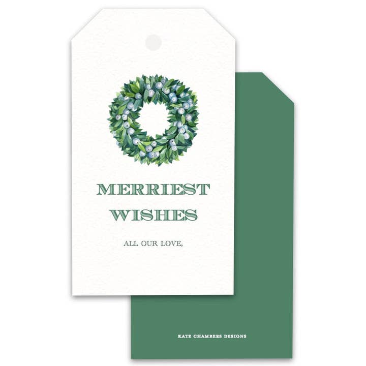 Etichette Regalo Festive Auguri, Set di 12 per la vendita all'ingrosso da parte di Kate Chambers Designs