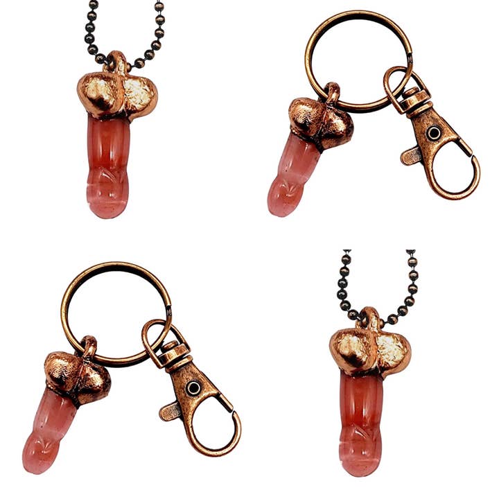 Cherry Quartz Lil' Pecker halsband eller nyckelring/ Weenie för wholesale av MergingMetals