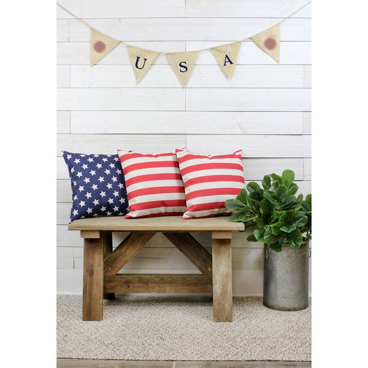 Kurated Korner - Wholesale Throw Pillow Cover - AuldHome Design American Flag Pillow Covers, Set of 3
