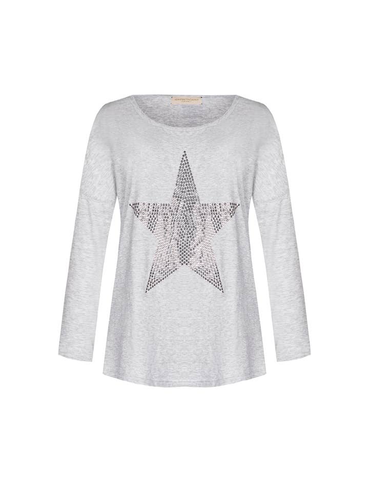 apiedinudinelparco - Venta al por mayor Camiseta - Mujer - CAMISETA CON ESTAMPADO DE ESTRELLAS PLATEADAS