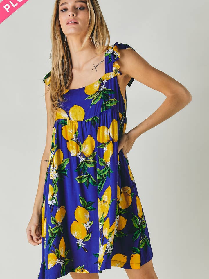 Plus Floral Sq Neck Mini Dress - Sleeveless for wholesale by Davi & Dani