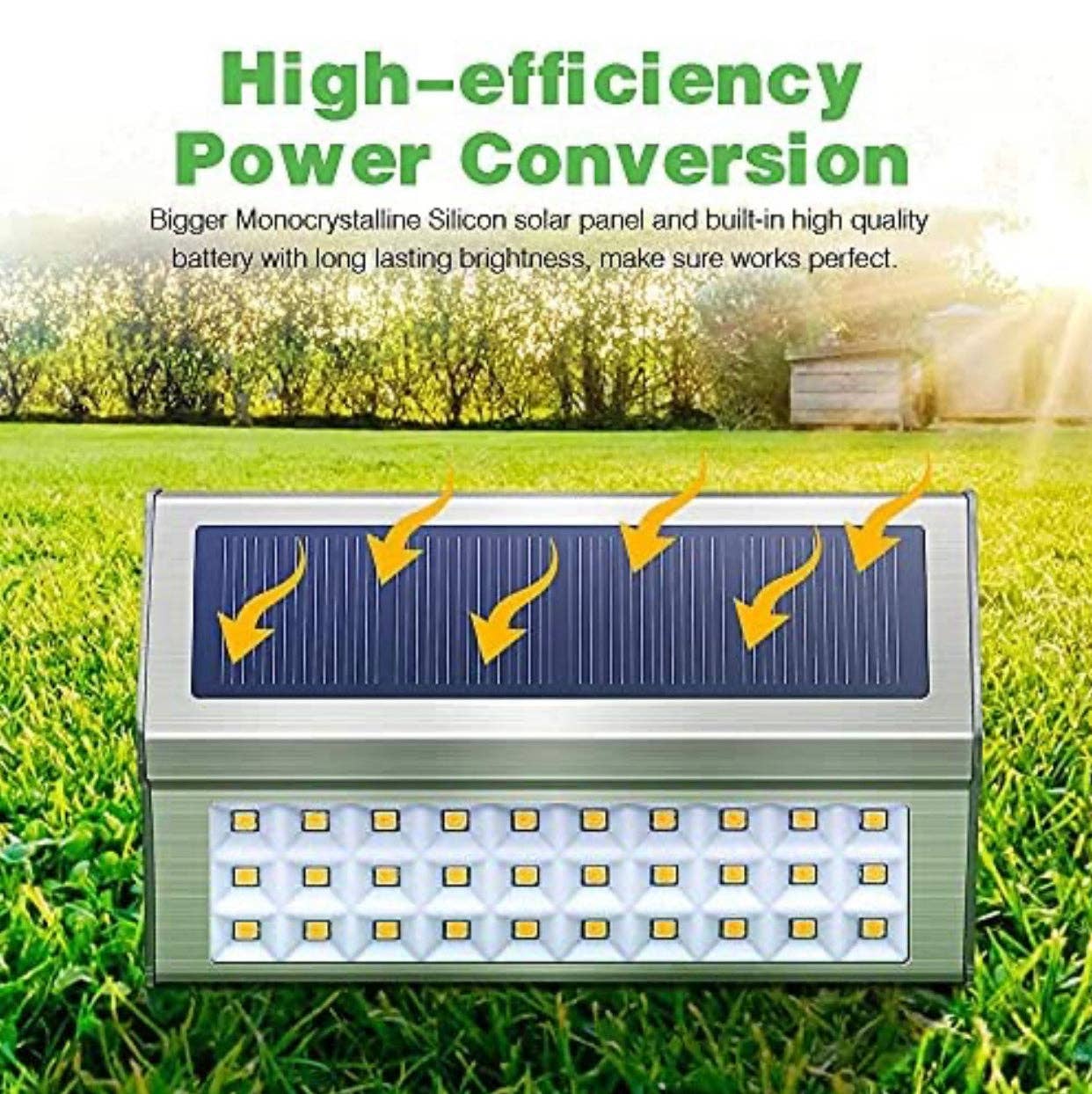 OutdoorSolarOutlet - Wholesale Outdoor/Lawn Light - 30 LED Solar Step Lights Outdoor【6 Pack-Warm White】Stainless Steel Bright Solar Deck And Stairs Lights2