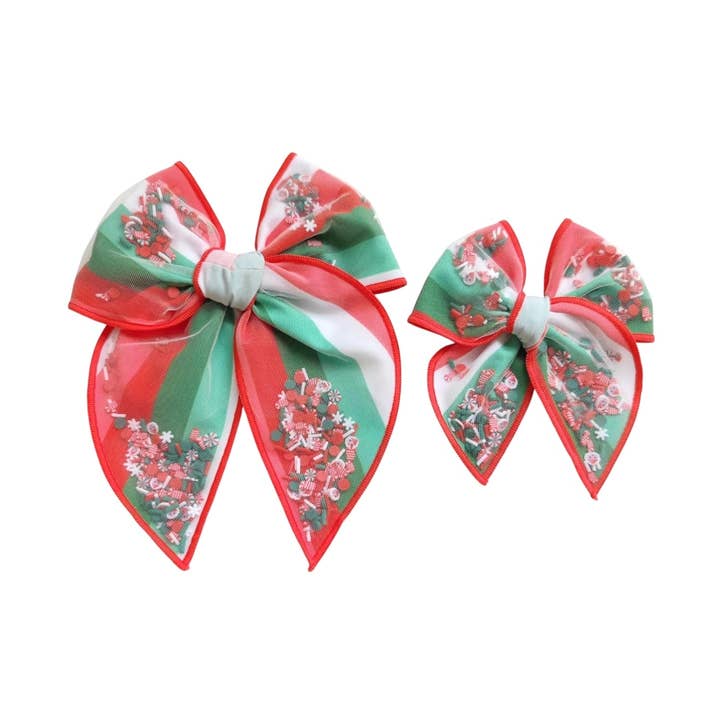 Laço de Cabelo Agitador SAILOR com Risca de Natal c/ Clip por atacado de Pretty in Pink Bows