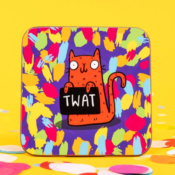Katie Abey - Wholesale Coasters - Sweary Cat Twat Coasters