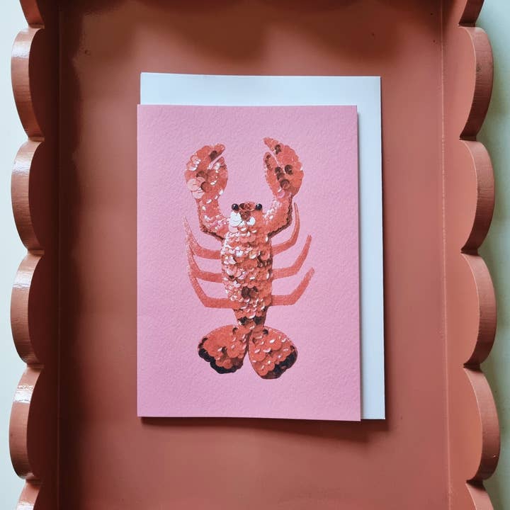 Tarjeta Larry The Lobster, rosa para venta al por mayor de Kate Gwilliam