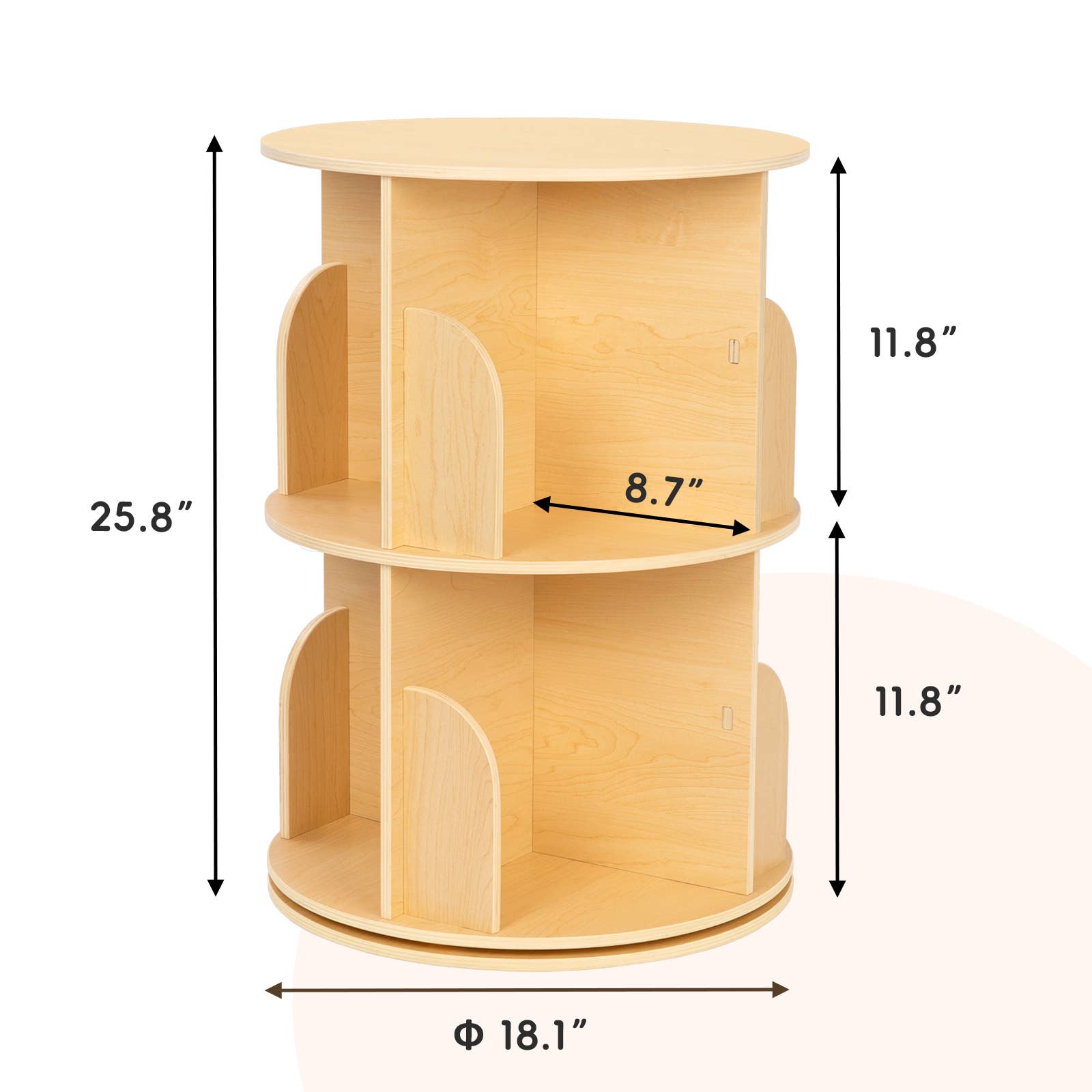 Clear 2-Tier Rotating Bookshelf, Ideal bookcase for Small Space for wholesale on Faire5