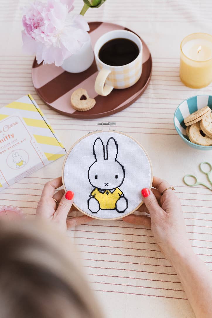 Cotton Clara Craft Kits & Supplies - Wholesale Craft Sewing Kit - Miffy Yellow Cross Stitch Kit Beginner Friendly 0