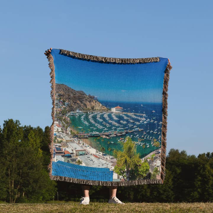 3dRose - Wholesale Throw Blanket - 3dRose, A Panorama of Avalon on Catalina Island , Blanket1