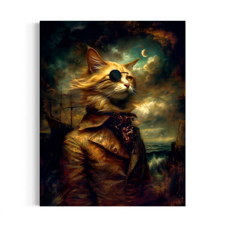 Sea Captain Cat Portrait Wall Decor 122AS for wholesale by Salty Alyce