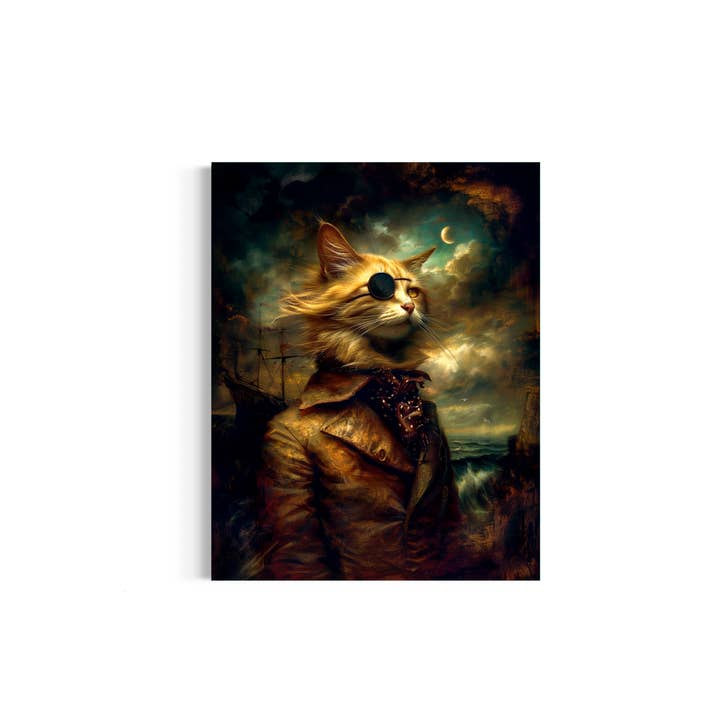 Sea Captain Cat Portrait Väggdekor 122AS för wholesale av Salty Alyce