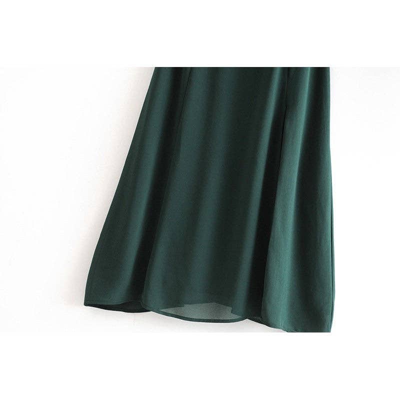 GREEN High Waist Sexy Hem Side Slit Lace-Up Slip Dress for wholesale on Faire4