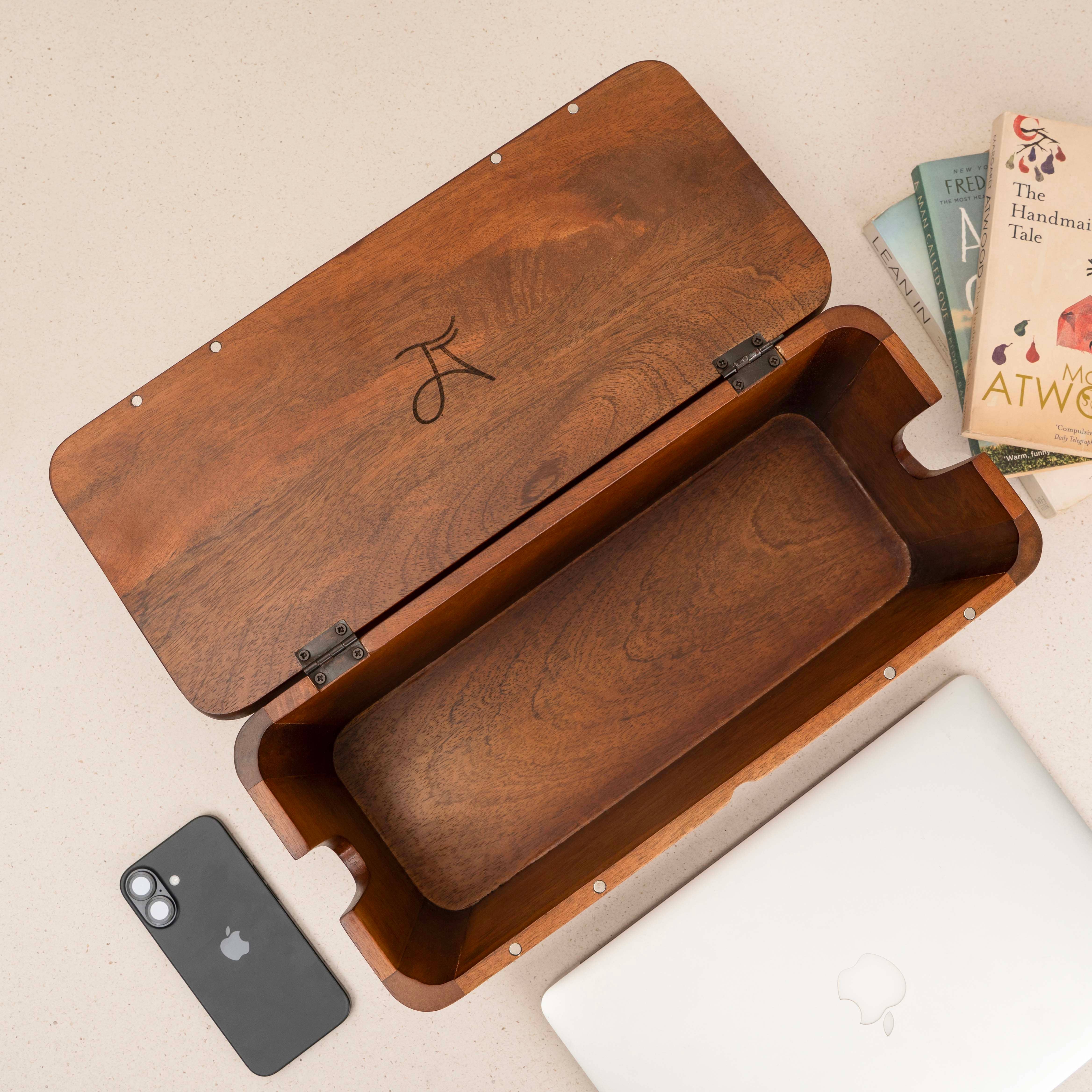 LuxeDesigns Co LLC - Wholesale Desk Organizer - Extra Large Cable Management Box – Handmade Acacia Wood Cord Organizer & Power Strip Cover1