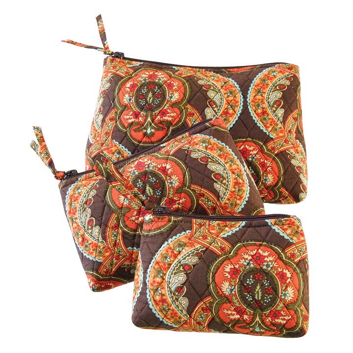 SALE Fall/Harvest Sonnet Orange Makeup Bag Set 3 for wholesale by C&F Home
