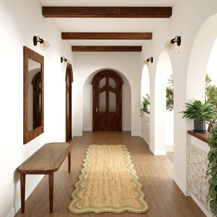 LR Home - Wholesale Area Rug - Farmhouse Natural/Sage Bordered Jute Indoor Area Rug1