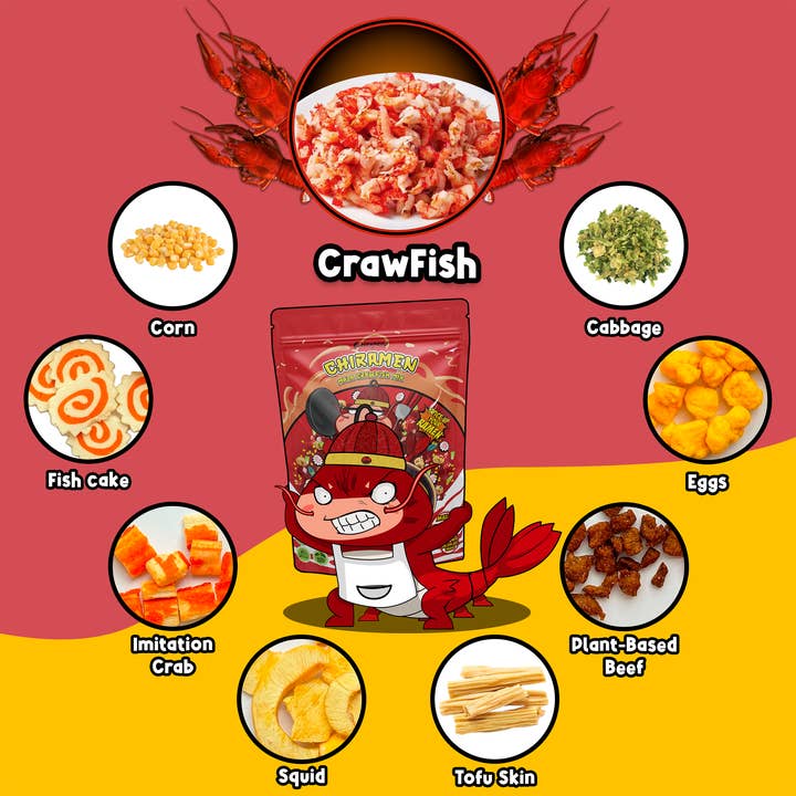 Chiramen - Wholesale Dried/Dehydrated Vegetables - CHIRAMEN Mala Crawfish Mix Ramen Toppings2