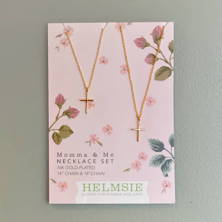 Momma + Me Cross Necklace Set for wholesale by Helmsie