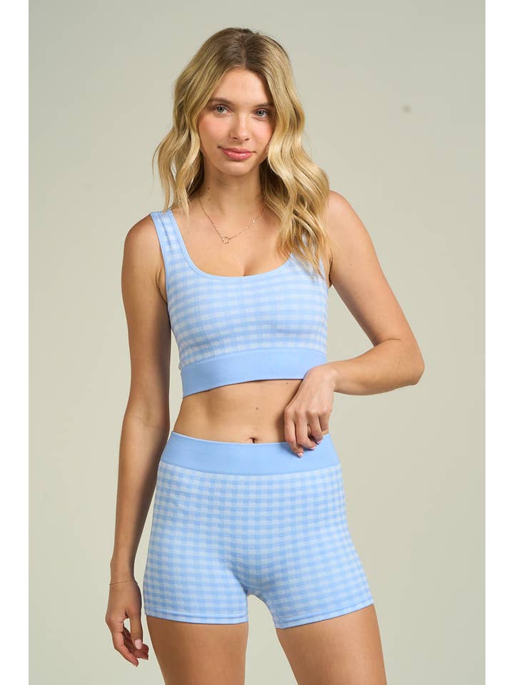 ANWND - Wholesale Lounge Set - Women's - 54984SET - GINGHAM TANK TOP & SHORTS SET