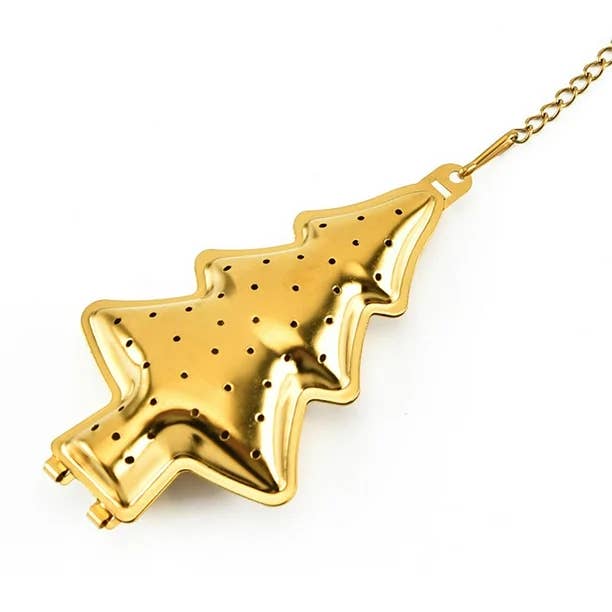 Magnifique Hearts - Wholesale Tea Strainer/Infuser - Beautiful Tree Stainless Steel Tea Infuser, Golden, Holidays4