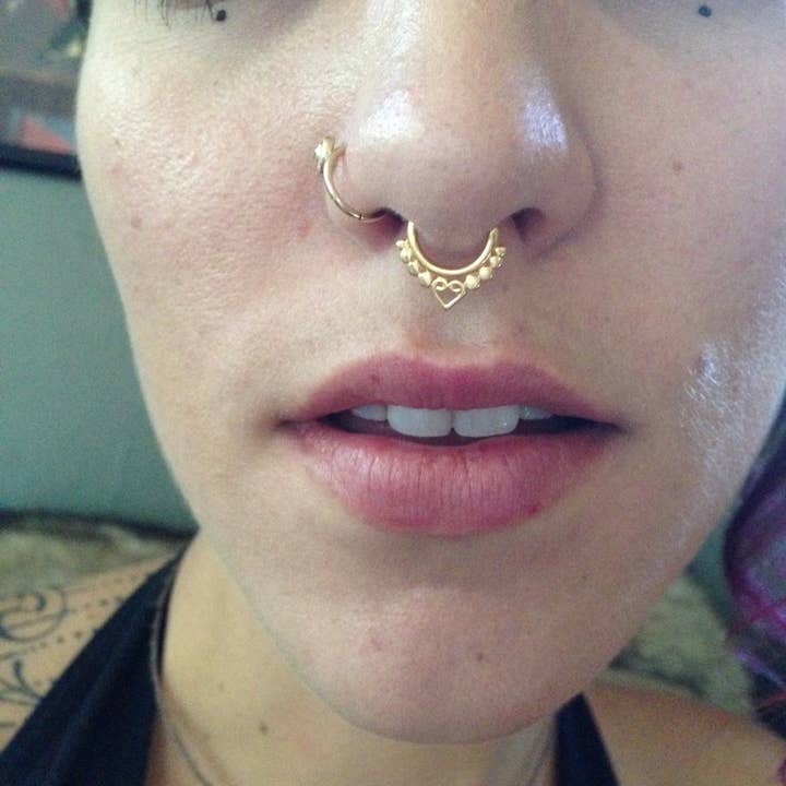 JAYA MOKSHA - Wholesale Nose Ring - Gold Plated Fake Septum Ring / Faux Septum Jewelry 4