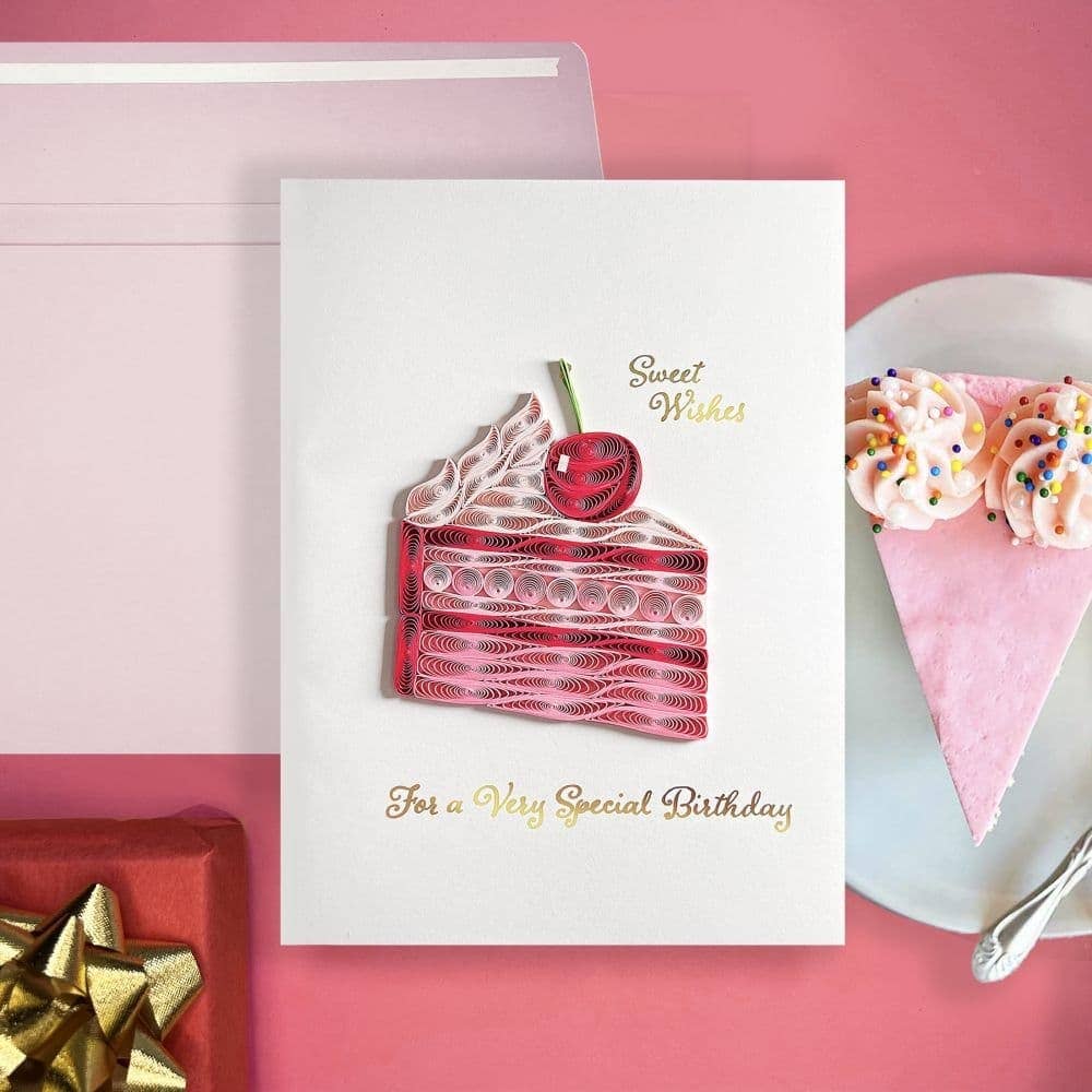 NIQUEA.D - Vente Cartes d'anniversaire - Carte d'anniversaire tranche de gâteau en quilling6