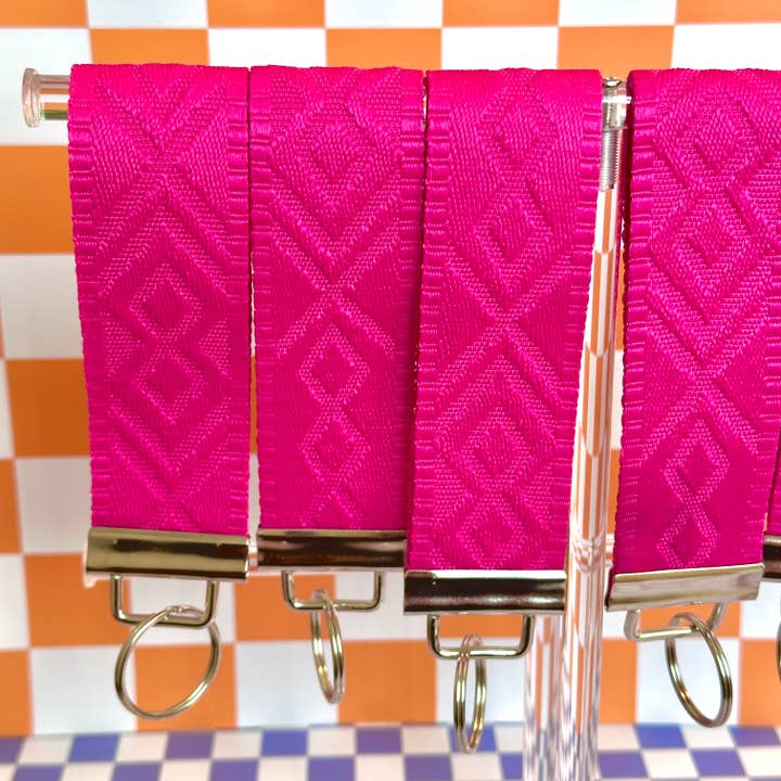 Stickers+ X Ashley Bexar - Wholesale Keychain - Women's - Large Bright Pink Handmade Wristlet Key Fob Keychain