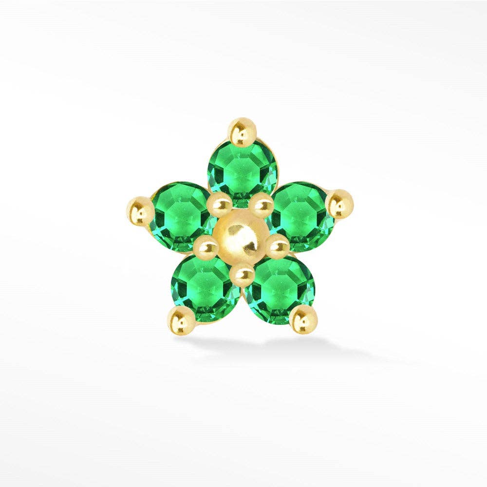 Emerald Flat Back Earring Buttercup 14k Yellow for wholesale on Faire0
