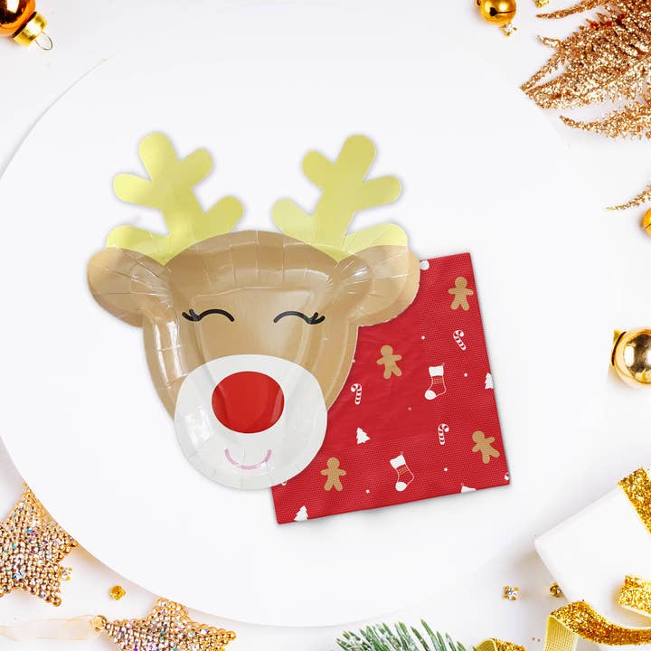 Ellie's Party Supply - Wholesale Disposable plate - Rudolph the Reindeer Shaped Plates (Set of 8)3