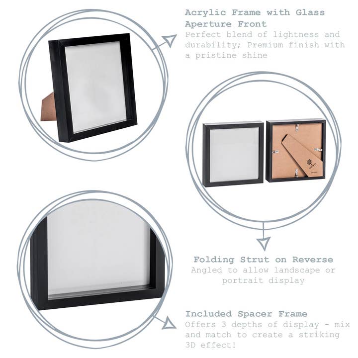 Rinkit Ltd - Wholesale Picture Frame - Nicola Spring Box Photo Frame - 8x8 - Black