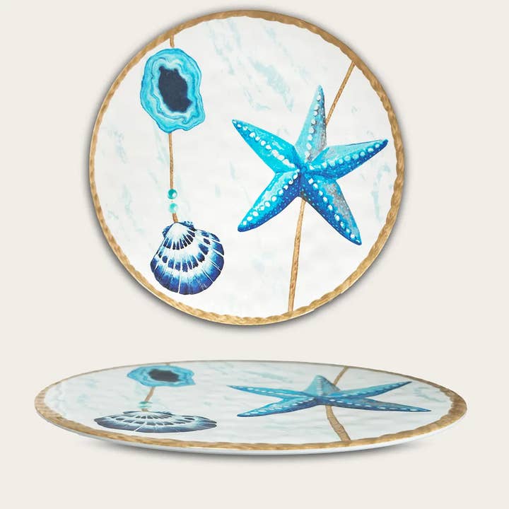 Runder Flacher Teller aus Melamin mit Marine-Dekor für den Großhandel von ARCA ITALY