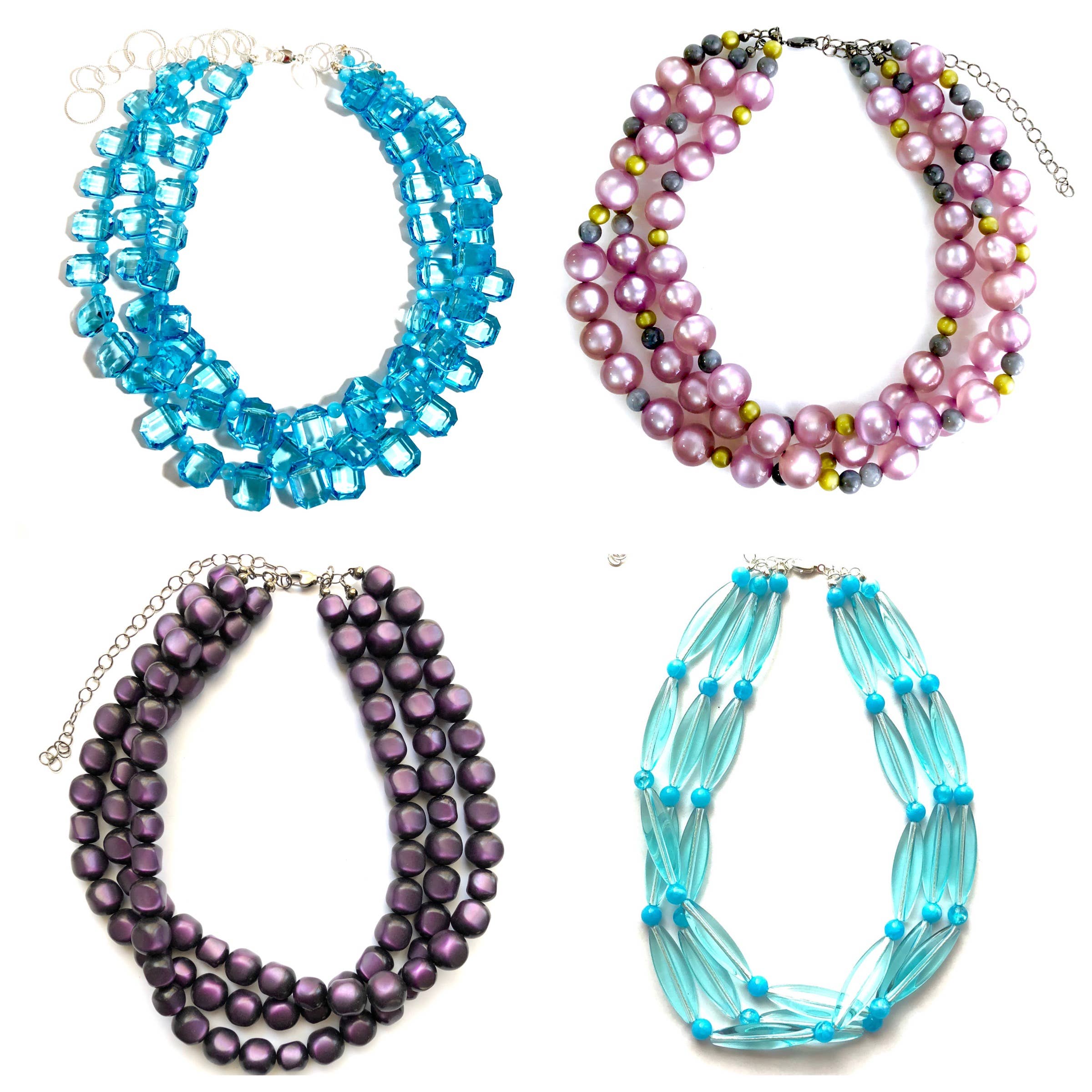 Leetie Lovendale - Wholesale Beaded/Pearl Necklace - Purple Frosted Beaded Multi Strand Morgan Necklace4