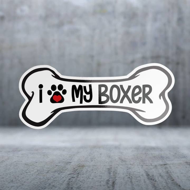 Jag älskar min boxer - Klistermärke för wholesale av Two Feet Treats