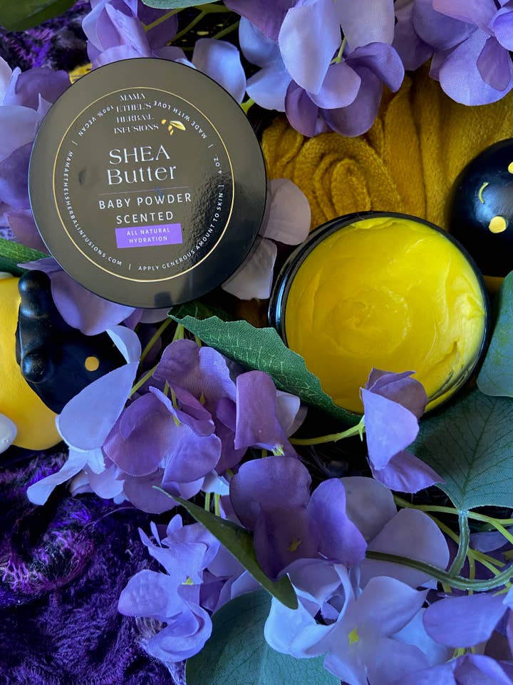Handcrafted Yellow Shea Butters (Scented and Unscented) for wholesale by Mama Ethel's Herbal Infusions