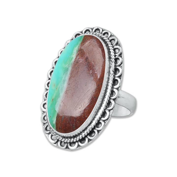 Handmade Jewels - Wholesale Cocktail/Statement Ring - Chrysoprase Matrix Rings – Silver-Plated, Handmade, Assorted Sizes (Made to Order)13